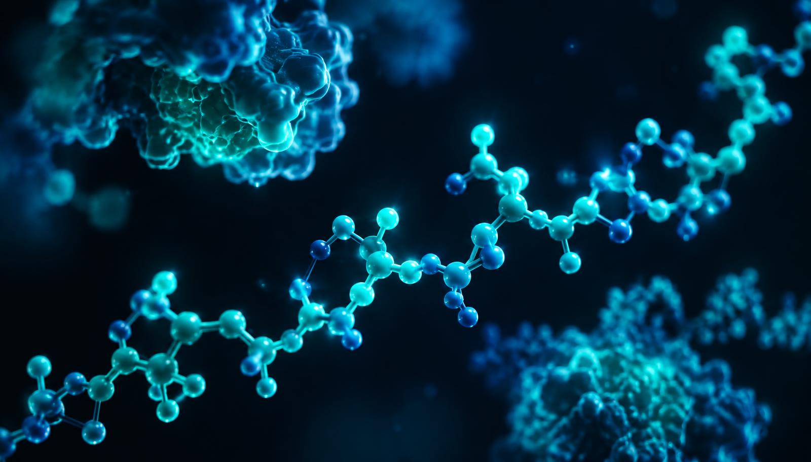 Representação da estrutura molecular de um peptídeo